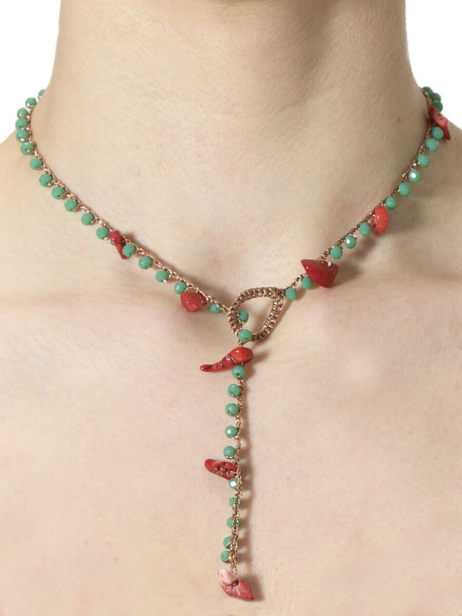 Necklace - Green and red