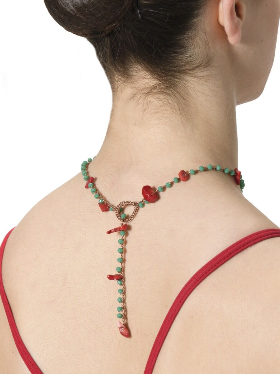 Necklace - Green and red