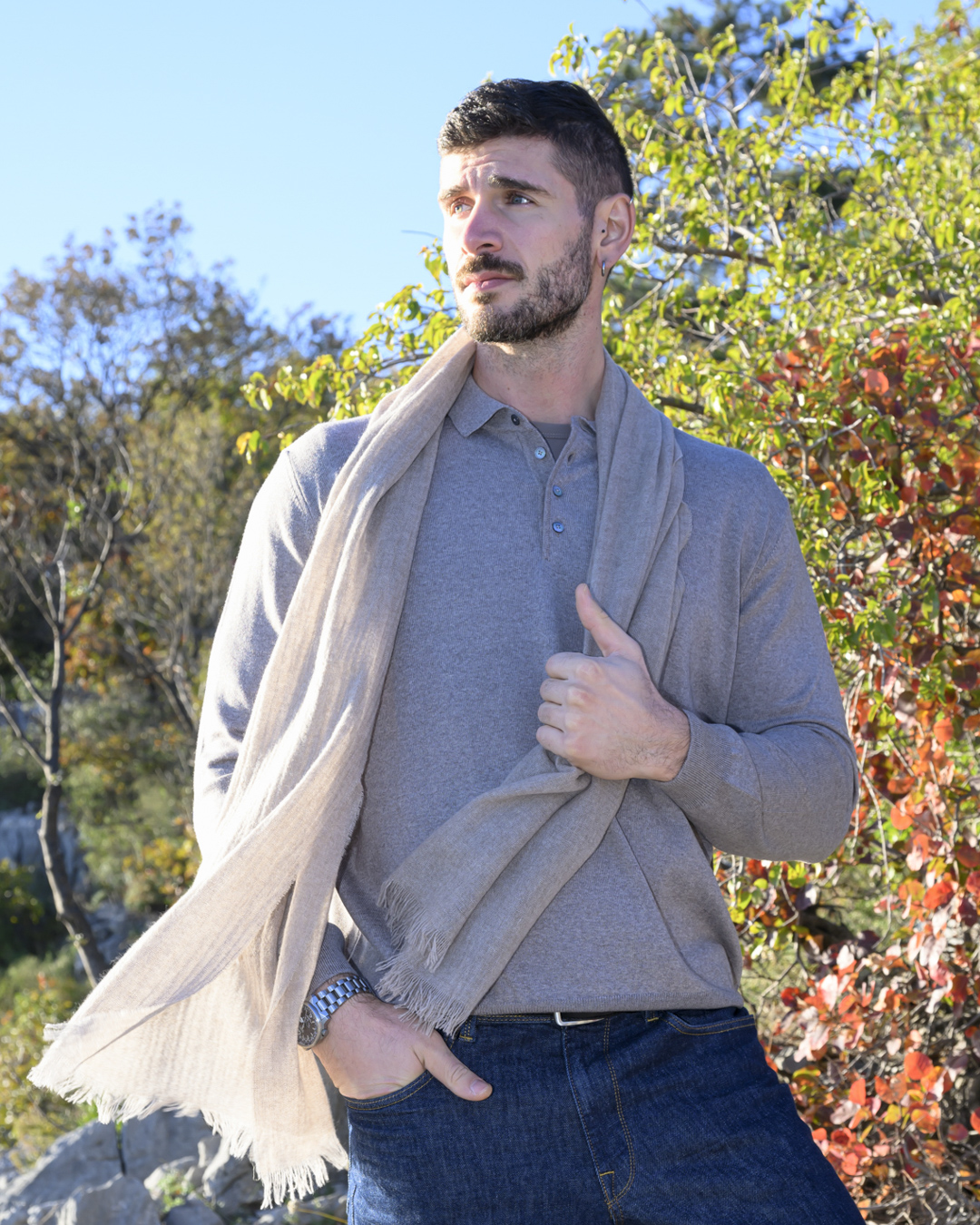 Sciarpa garzata beige