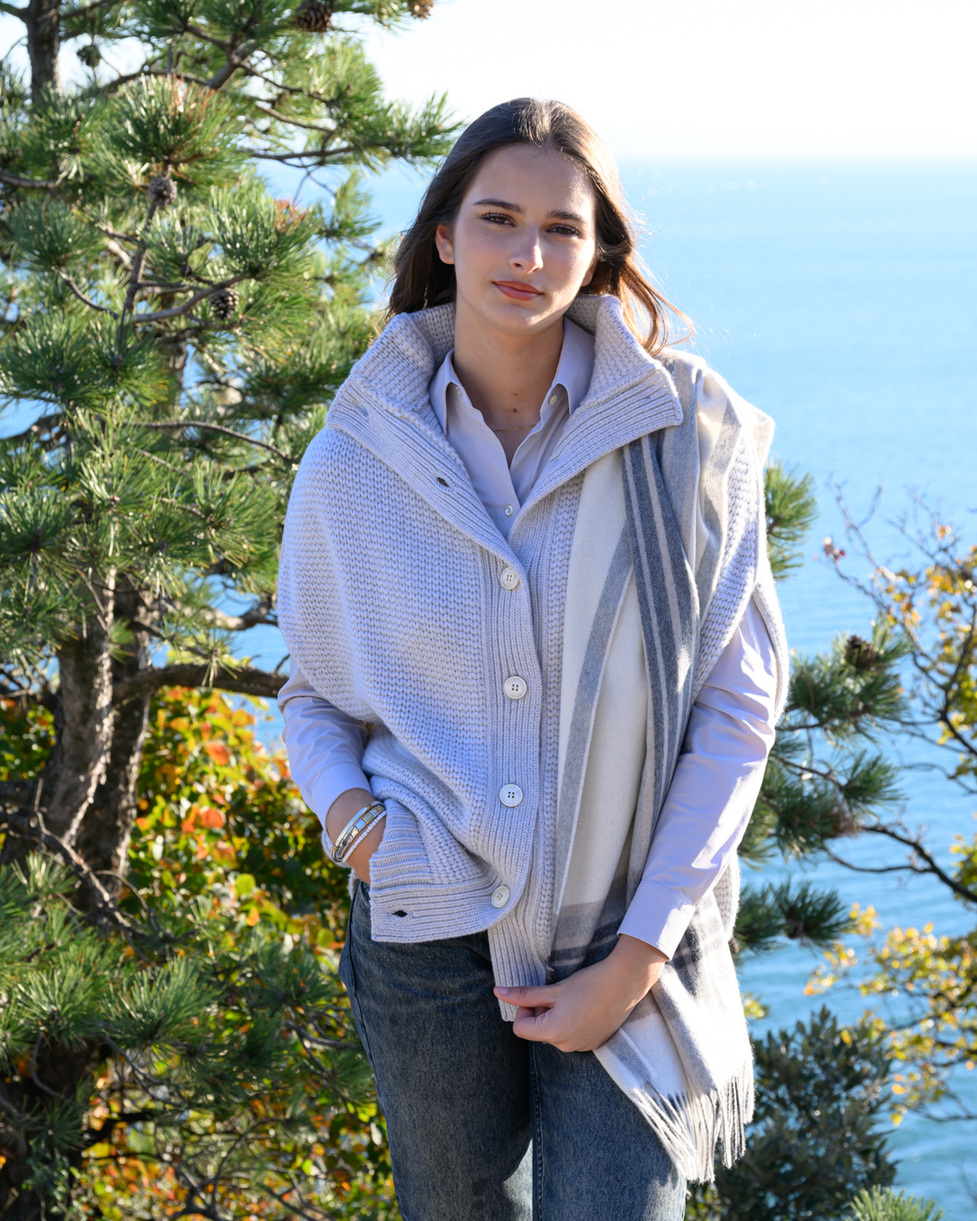 Sciarpa ampia bianca