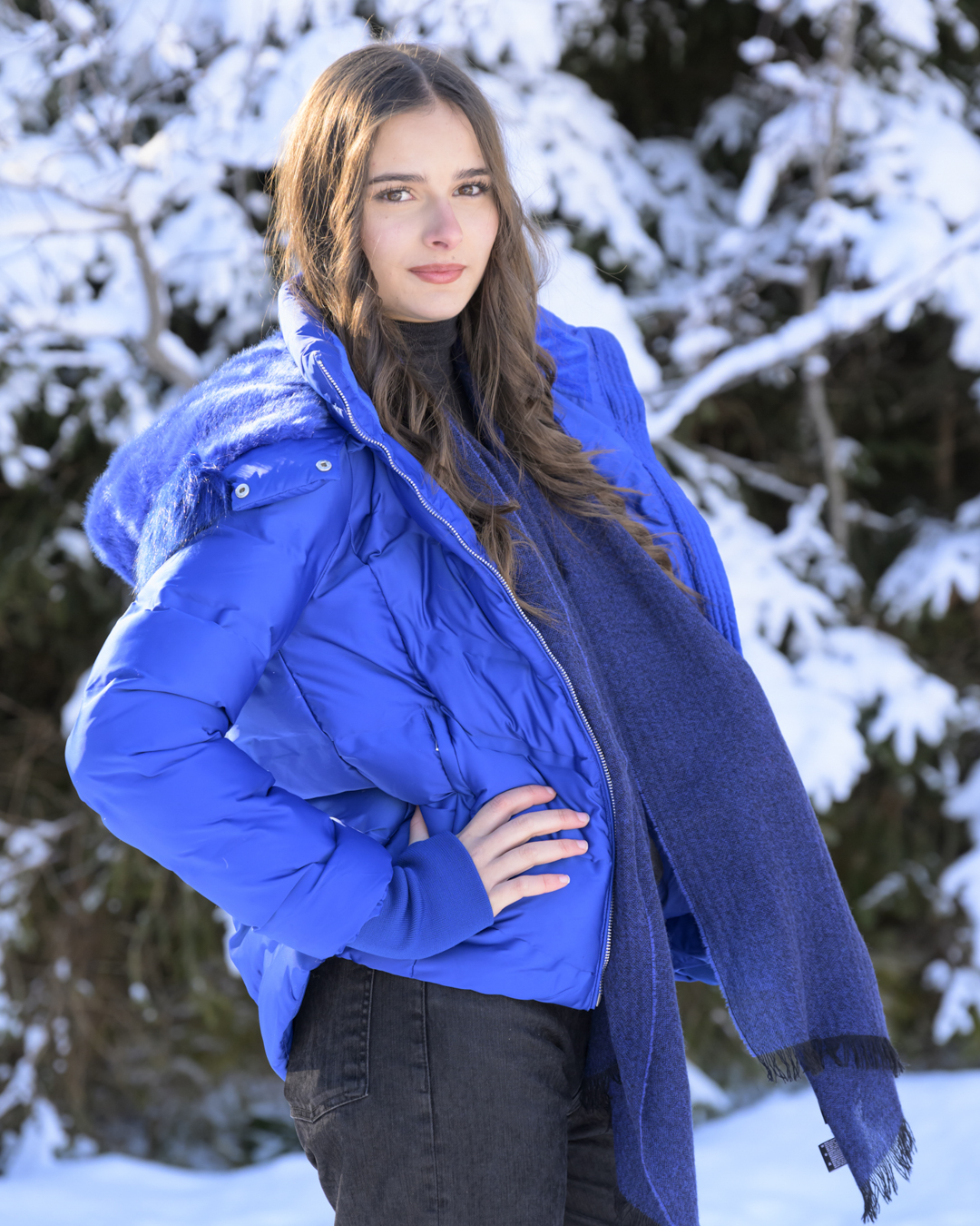 Sciarpa garzata bluette